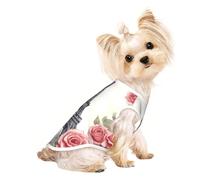 Eiffel Tower Rose Flower Print Pet T-Shirt, Sleeveless Pullover Vest For Small Puppy Kitten Indoor Outdoor Wear