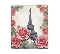 Eiffel Tower Rose Flower Print Small Desk Pad,Rubber Base with Precision Stitched Edges,Perfect for Office,Gaming