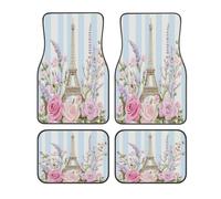 Eiffel Tower Rose Lavender Car Floor Mats Set of 4