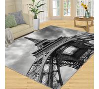 Eiffel Tower Rug 120x170, French Architecture Rugs for Bedroom, Black and White Area Rug, Home Decor Rugs for Living Room, Non-Slip Machine Washable Carpet
