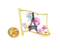 eiffel tower Shaped france Golden Metal Flag Lapel Pin Badge