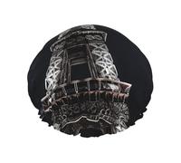 Eiffel tower Shower Cap for Women Men Large Waterproof Shower Bonnet Elastic Band Bathing Hair Hat Spa Salon Caps Double Layered Reusable Bath Caps for Long Hair, Braids