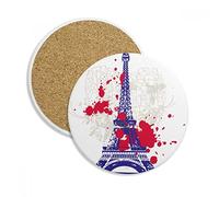Eiffel Tower Silhouette France Paris Stone Drink Ceramics Coasters for Mug Cup Gift 2pcs