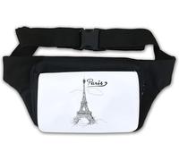 Eiffel Tower Sketch Art Paris France Waist Bag Fanny Pack White
