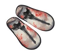 Eiffel Tower Slippers for Women Men Paris Romantic Non-Slip House Slippers Indoor Comfy Fuzzy Footwear Memory Foam Bedroom Travel Shoes L