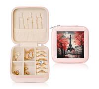 Eiffel Tower Small Jewellery Box Paris Romantic PU Leather Travel Jewellery Organizer for Women Girls Storage Case for Rings Earrings Necklaces Bracelets