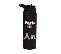 Eiffel Tower Souvenir Paris Arc De Triomphe France Flag Stainless Steel Insulated Water Bottle