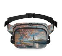 Eiffel Tower Spring Flowers Waist Bag Multifunction Pack for Travel Sport Running Fanny Pack Bumbag Pouch Purse Belt Bag for Women Men Kids Girls Boys