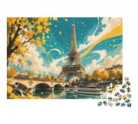 Eiffel Tower Spring Jigsaw Puzzle 300 Pieces for Adults | 40x28cm Rigid Cardboard, Vibrant HD Colours, Tight Precision Fit, Dust Free, Relaxing Brain Exercise, Wall Art