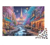 Eiffel Tower Spring Night Jigsaw Puzzle for Adults 1000 Piece Jigsaw Puzzle Paper Romantic Riverside Relaxing 52x38cm/1000pcs