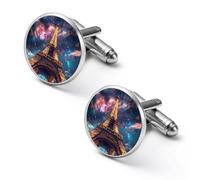 Eiffel Tower Starry Paris Shirt Cufflinks Round Cuff Links Classic Shirt Studs Jewelry Gifts for Wedding Business