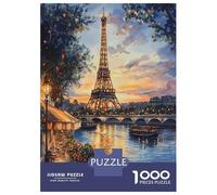 Eiffel Tower Sunset 1000 Piece Jigsaw Puzzle Paper for Adults Night View Puzzle Game for Family Home Decor 52x38cm/1000pcs