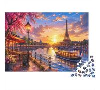 Eiffel Tower Sunset Jigsaw Puzzle 300 Pieces for Adults | 40x28cm Rigid Cardboard, Vibrant HD Colours, Tight Precision Fit, Dust Free, Relaxing Brain Exercise, Wall Art