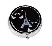 Eiffel Tower This Small, Round, Three-Compartment Travel Pill Box is Perfect for Storing Daily medications, Vitamins, and on-The-go.