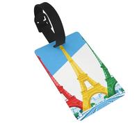 Eiffel Tower Three Luggage Tags for Suitcases - Durable PVC ID Tags with Detachable Straps for Travel, Backpack, Golf Bag, Anti-Loss