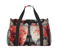 Eiffel Tower Travel Duffle Bag Paris Romantic Gym Overnight Weekender Bag for Men Women Lightweight Carry On Luggage for Workout Holiday