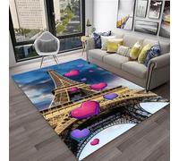 Eiffel Tower View In Paris, France 3D Printing Bedroom Carpet 80 X 120 Cm - Indoor Doorway Non-Slip Floor Mat Carpet - Soft Touch - Polyester - Easy To Clean - Suitable For Dining Room, /2649246535308