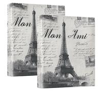 Eiffel Tower Vintage 3 Ring Binders 1.5 Inch Clear View Three Ring Binders Versatile Binder Fits 200 Sheets 2 Pack