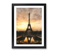 Eiffel Tower Vol.2 Painting Modern Framed Wall Art Print, Ready to Hang Picture for Living Room Bedroom Home Office Décor, Black A3 (34 x 46 cm)