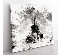 Eiffel Tower Vol.3 Watercolour Modern Canvas Wall Art Print Ready to Hang, Framed Picture for Living Room Bedroom Home Office Décor, 50x50 cm (20x20 Inch)