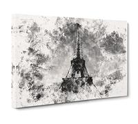 Eiffel Tower Vol.3 Watercolour Modern Canvas Wall Art Print Ready to Hang, Framed Picture for Living Room Bedroom Home Office Décor, 20x14 Inch (50x35 cm)