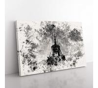 Eiffel Tower Vol.3 Watercolour Modern Canvas Wall Art Print Ready to Hang, Framed Picture for Living Room Bedroom Home Office Décor, 50x35 cm (20x14 Inch)