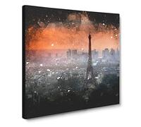 Eiffel Tower Vol.8 Paint Splash Modern Canvas Wall Art Print Ready to Hang, Framed Picture for Living Room Bedroom Home Office Décor, 20x20 Inch (50x50 cm)