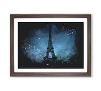 Eiffel Tower Vol.9 Paint Splash Modern Art Framed Wall Art Print, Ready to Hang Picture for Living Room Bedroom Home Office Décor, Walnut A3 (46 x 34 cm)