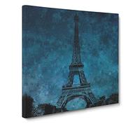 Eiffel Tower Vol.9 Painting Modern Canvas Wall Art Print Ready to Hang, Framed Picture for Living Room Bedroom Home Office Décor, 14x14 Inch (35x35 cm)