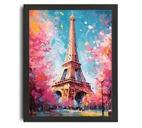 Eiffel Tower Wall Art Paris Print Pink Blossoms Landscape Cityscape Art Print Poster A5 - Wall Art Home Decor Movie Poster Canvas Film Cinema Retro Vintage Cult Classic Nostargic Saga Modern reprint