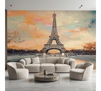 Eiffel Tower Wallpaper for Living Room, Oil Painting Paris Wall Mural for Bedroom 130x80 cm, Non-Woven Photo Wallpaper, Home Decor D&O51