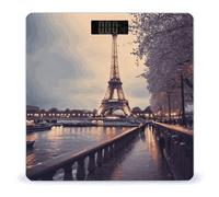 Eiffel Tower Winter Rainy Bathroom Scale Automatic Power On/Off Body Scales LCD Backlight Display Square Digital Scale Rounded Corners Bathroom Scales for Home Bedrooms