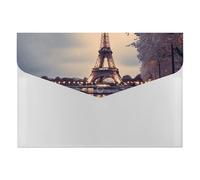 Eiffel Tower Winter Rainy File Folder, Plastic Accordion File Folders with 6 Pockets, Expanding File Organizer with Snap Closure, Portable Document Paper Organizer, Office Supplies Filing Folders