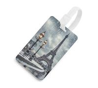Eiffel Tower Winter Rainy Luggage Tags with ID Card, Durable Travel Bag Tags, Waterproof Name Tag for Suitcases, Backpacks & Travel Cases, White-style, One Size, classic