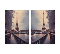 Eiffel Tower Winter Rainy Passport Holder Passport Wallet PU Leather Passports Protective Cover Slim Travel Accessories