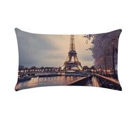 Eiffel Tower Winter Rainy Pillow Cases for Sofa, Super Soft Plush Pillow Cover with Zipper, Luxury Cozy Pillow Shams for All Seasons, Lightweight Pillowcases for Bedroom, 12" X 20"