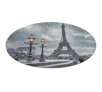 Eiffel Tower Winter Rainy Round Area Rug Non Slip Backing Doormat Water Absorbent Plush Throw Low-Pile Non-Slip Floor Mat Carpet for Living Room Bedroom Entryway Nursery Room 80 * 80cm