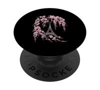 Eiffel Tower With Cherry Blossom Paris France Romantic Art PopSockets Adhesive PopGrip