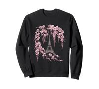 Eiffel Tower With Cherry Blossom Paris France Romantic Art Sweatshirt
