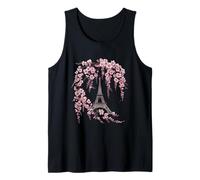 Eiffel Tower with Cherry Blossom Paris France Romantic Art Tank Top
