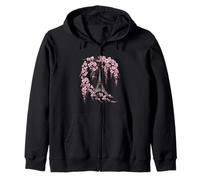 Eiffel Tower With Cherry Blossom Paris France Romantic Art Zip Hoodie