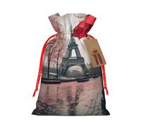 Eiffel Tower With Red Umbrella Print Gift Drawstring Bags Reusable Holiday Party Favors Treats Accessories Or Keepsakes