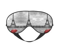 Eiffel Tower with Red Umbrella Print Sleep Mask Eye Masks Blindfold Eye Cover Eyeshade for Night Sleeping Travel Airplane Ues