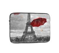 Eiffel Tower With Red Umbrella Printed Laptop Sleeve For 15 Inch Laptop, Shockproof Oxford Fabric Laptop Protective Case Laptop Bag