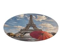 Eiffel Tower with Red Umbrella Round Area Rug Non Slip Backing Doormat Water Absorbent Plush Throw Low-Pile Non-Slip Floor Mat Carpet for Living Room Bedroom Entryway Nursery Room 80 * 80cm