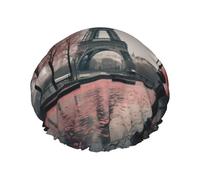 Eiffel Tower with Red Umbrella shower caps with a double layer of, hold your hair well whether using them while showering or taking bath.