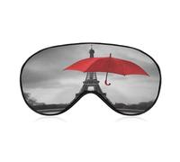 Eiffel Tower with Red Umbrella Sleep Mask,Adjustable Strap Sleeping Mask, Complete Light Blocking Sleep Shade Cover,Soft Breathable Comfortable Blindfold for Women and Men