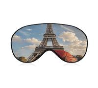 Eiffel Tower with Red Umbrella Sleep Mask for Women Men, Soft Eye Mask with Adjustable Strap for Sleeping, Light Blocking Travel Blindfold for Nap Comfortable Eye Cover for Home Office