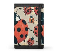 Eiffel Tower with Red Umbrella Trifold Wallet Front Pocket Coin Purse - Slim Credit Card Holder for Men & Women, Ladybugs Pattern Infinite Speckled, One Size, Classic