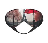 Eiffel Tower with Red Umbrellaprint Travel Office Airplane Night Sleep Shading Blindfold Adjustable Strap Eye Mask